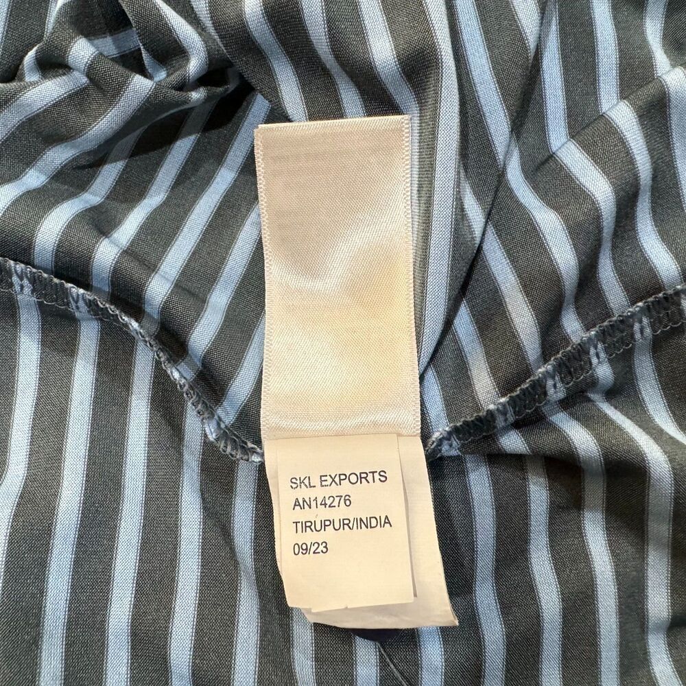 Rorie Whelan Golf Polo Men Sz L Gray Blue Stripes Collar Button Short Sleeves