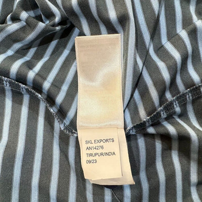 Rorie Whelan Golf Polo Men Sz L Gray Blue Stripes Collar Button Short Sleeves