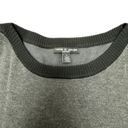 Cable & Gauge Women’s Plus Size 1X Gray Black Boat Neck Knit Top