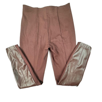 ANN TAYLOR Pant Sz 4 Burgundy Pant Front Panel Faux Leather Side zip