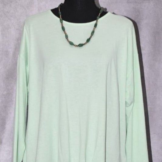 Ideology Women 1X NWT Light Green Knot Front Top Boat Neck 3/4 Sleeve