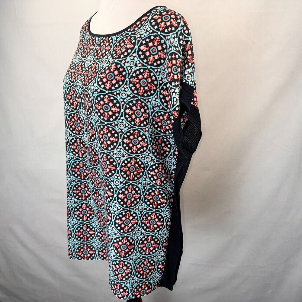 Michael Kors Ladies Blouse Sz M Multicolor Boat Neck Sleeveless solid knit trim