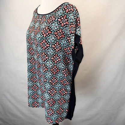 Michael Kors Ladies Blouse Sz M Multicolor Boat Neck Sleeveless solid knit trim