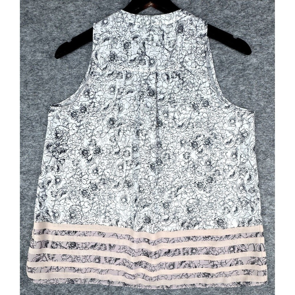 Alice Collection Women White with Pink and White Sleeveless Blouse - Size Small