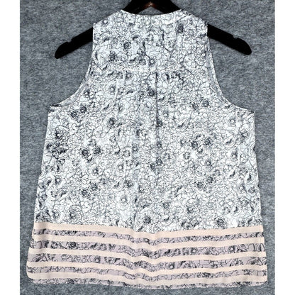 Alice Collection Women White with Pink and White Sleeveless Blouse - Size Small