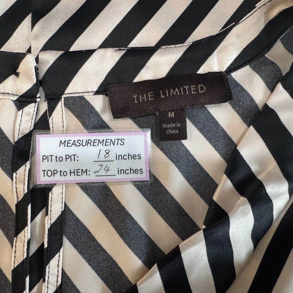 The Limited Women Top Size M Satin Striped Round Pleat Collar Sleeveless
