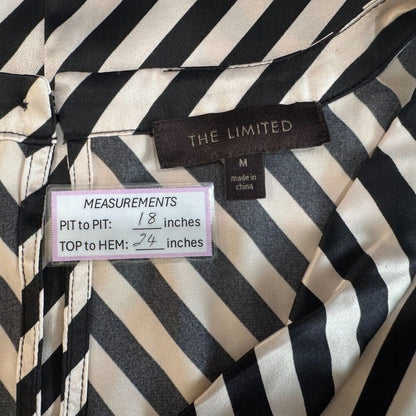 The Limited Women Top Size M Satin Striped Round Pleat Collar Sleeveless