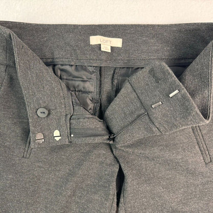 Loft Marisa Skinny Pants Size 0 Dark Gray Slash Zippered Front Back Pockets