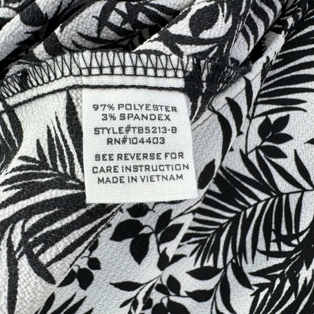 Sweet Wanderer Tank Top Sz S White and black floral scalloped halter