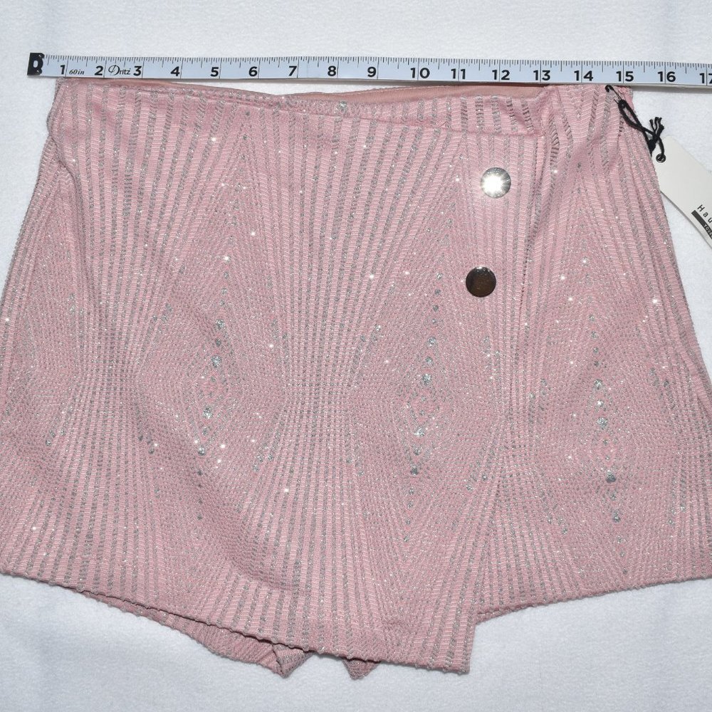 Haute Monde Skort Women Sz Medium Side Zip Dusty Pink Silver Metallic Thread