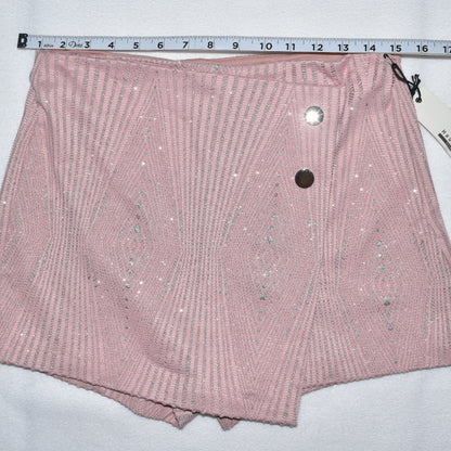 Haute Monde Skort Women Sz Medium Side Zip Dusty Pink Silver Metallic Thread