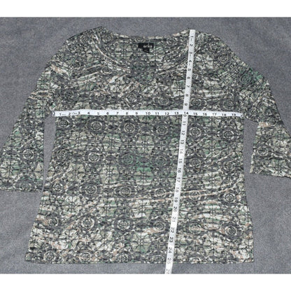 Erika Women's Blouse Beige and Green 3/4 Sleeve - Size Large