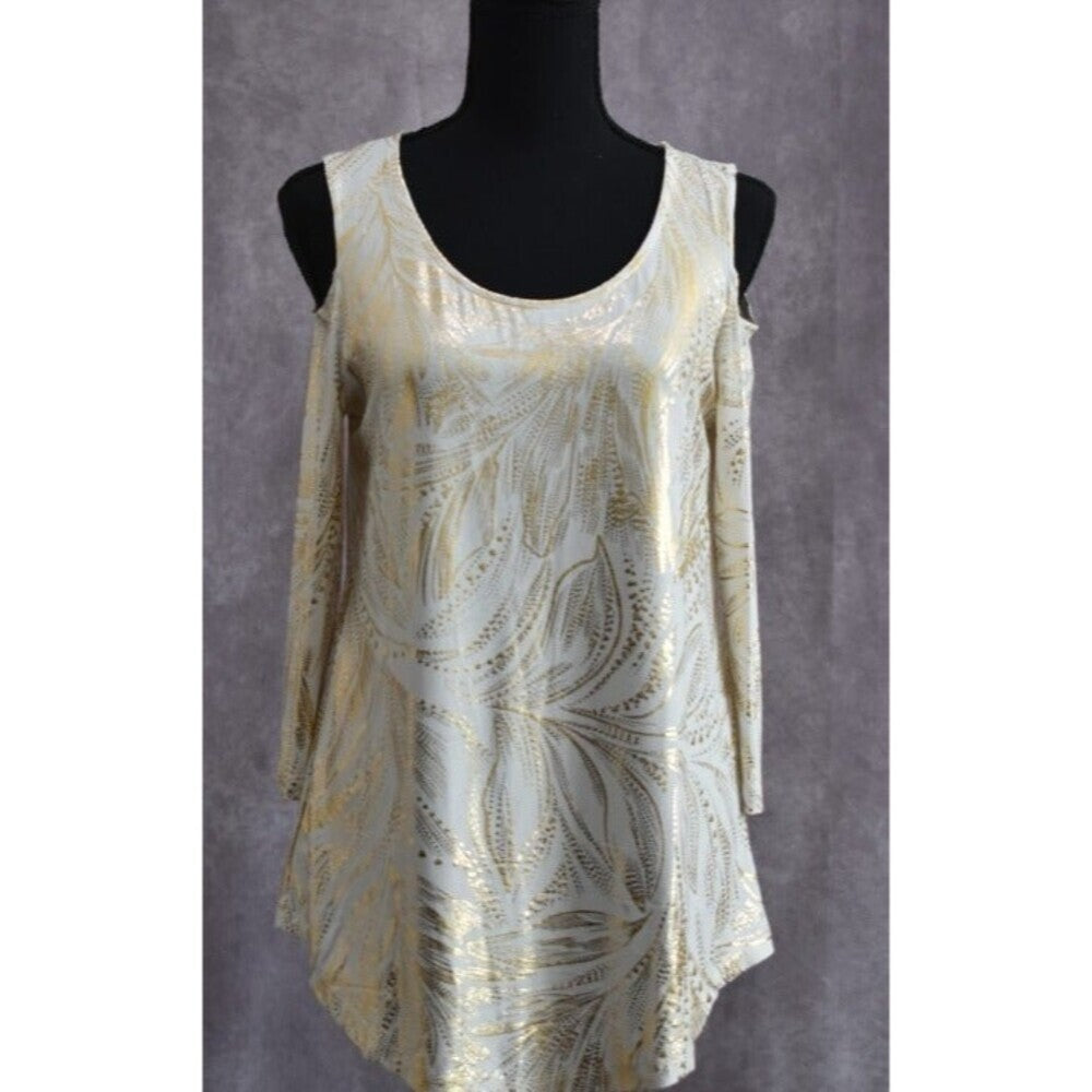 JM Collection Women Top Sz XS Scoop Neck Cold Shoulder Long Sleeve