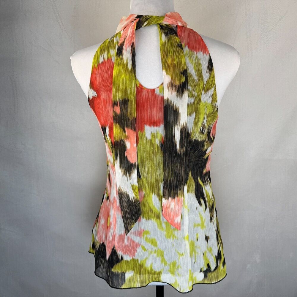 BCX Halter Top Sz S Multicolor Lined Ruffled Front Sleeveless