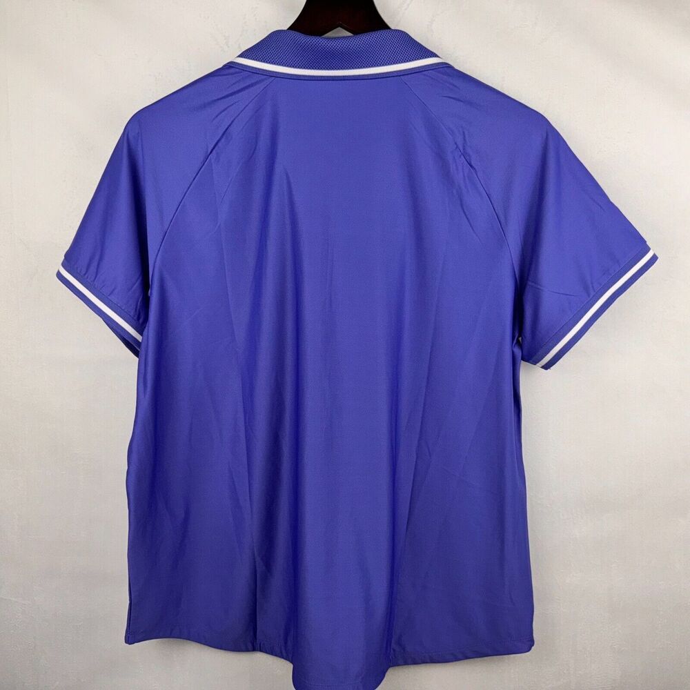 Mondetta Polo Sz L Women's Active Blue Purple 1/4-Zip Short Sleeve Mesh Shirt
