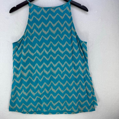 INC Tank Top Women Size Large zigzag print metal embellishment layered turquoise