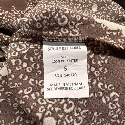 Sienna Sky Cropped Top Sz S Brown Cream Floral Ruffle Short Sleeve Elastic waist