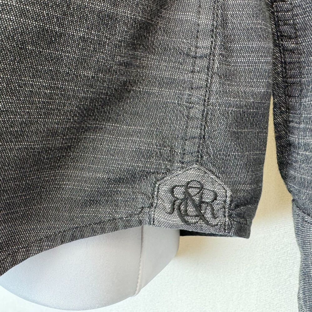 Rock & Republic Shirt Size M Charcoal and Gray Button Down Roll Up Long Sleeve