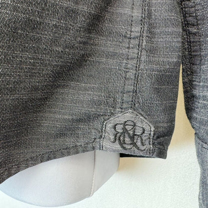 Rock & Republic Shirt Size M Charcoal and Gray Button Down Roll Up Long Sleeve