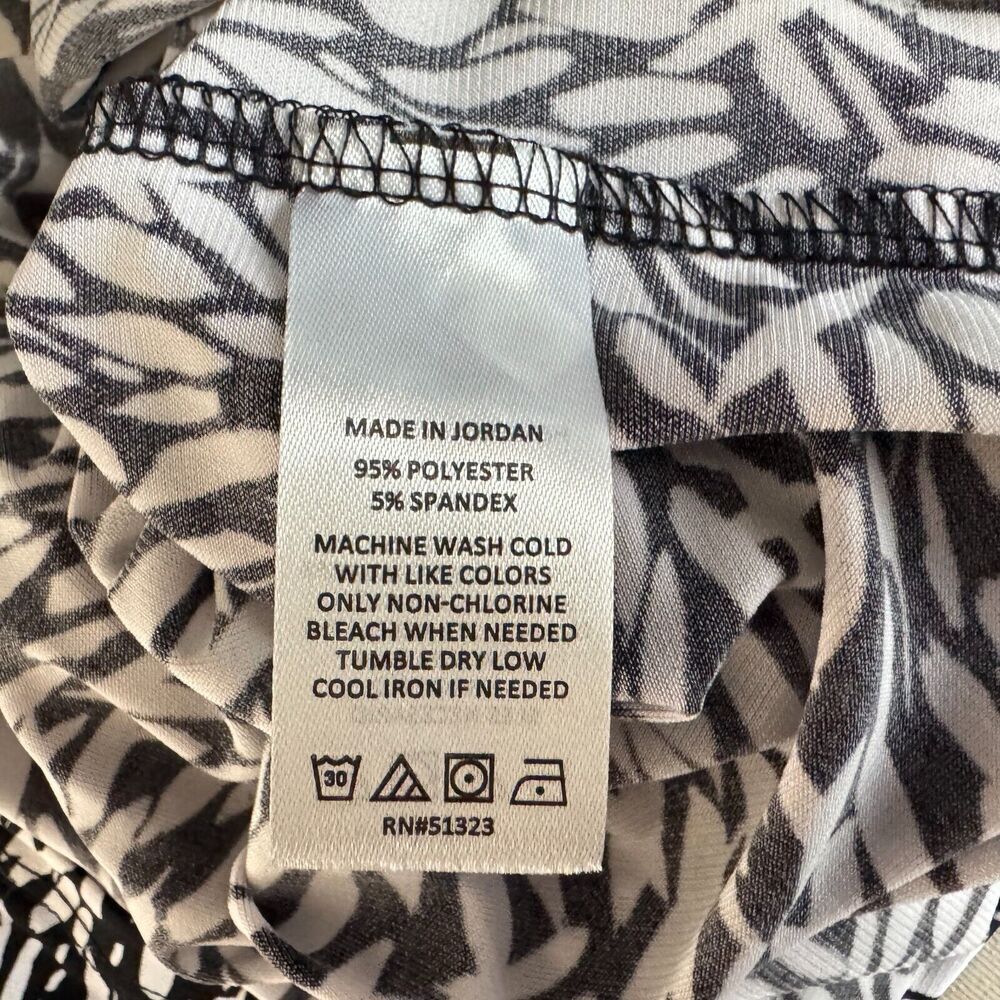 Vince Camuto Black White Top Sz XXL VNeck Elastic Cuff Long Sleeve Pullover