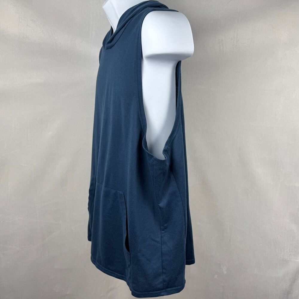 Coofandy Men Blue Workout Hooded Tank Top Sz XXL Body Building Off Sleeveless