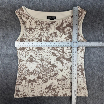New York & Co Women Top Sz  S Cream Stretch Boatneck Sleeveless Built-In Bra
