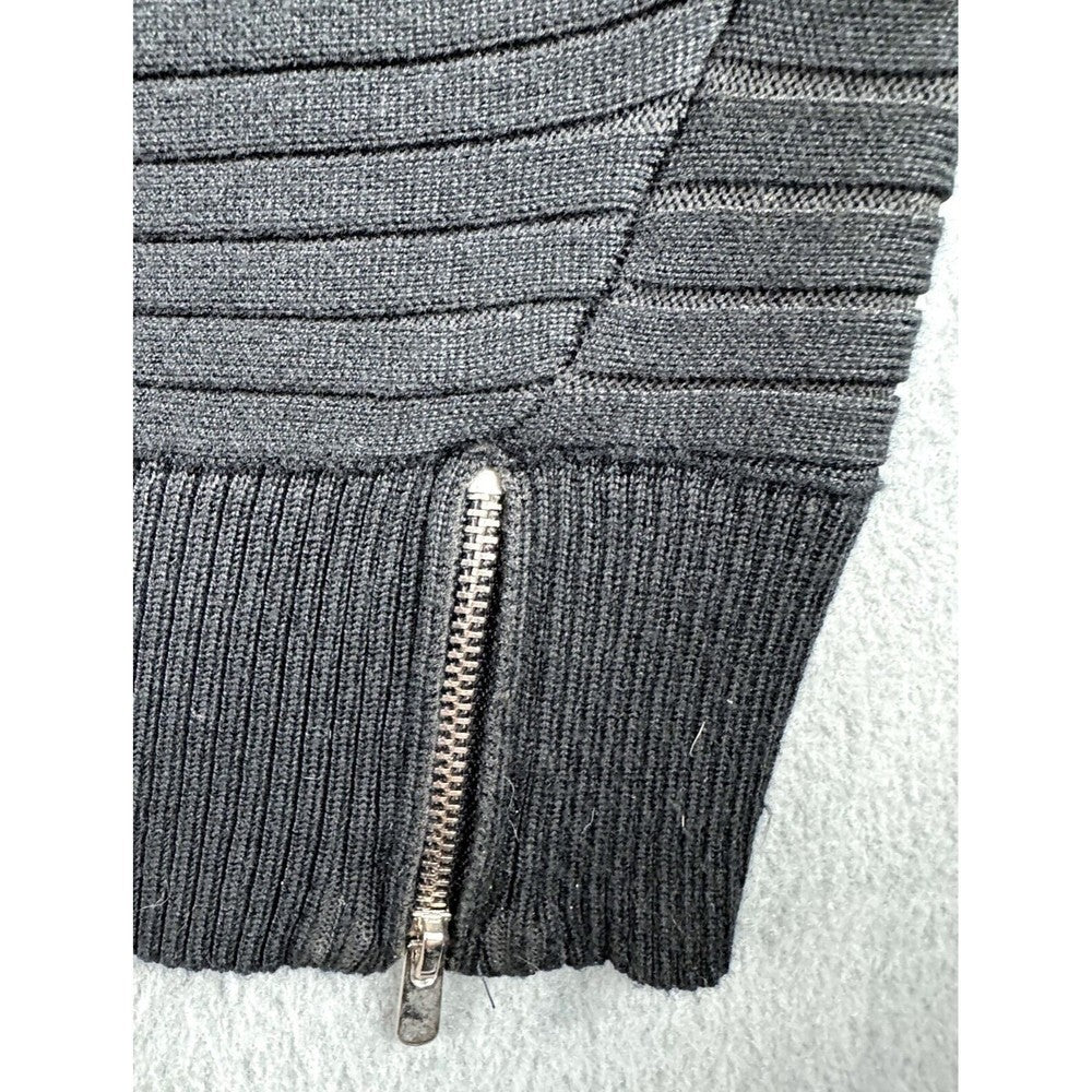 Premise Cowl Neck Pullover Sweater Ribbed Knit Black waist side zippers Size 1X