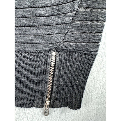 Premise Cowl Neck Pullover Sweater Ribbed Knit Black waist side zippers Size 1X