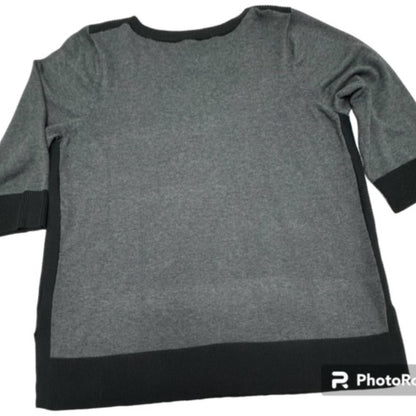 Cable & Gauge Women’s Plus Size 1X Gray Black Boat Neck Knit Top