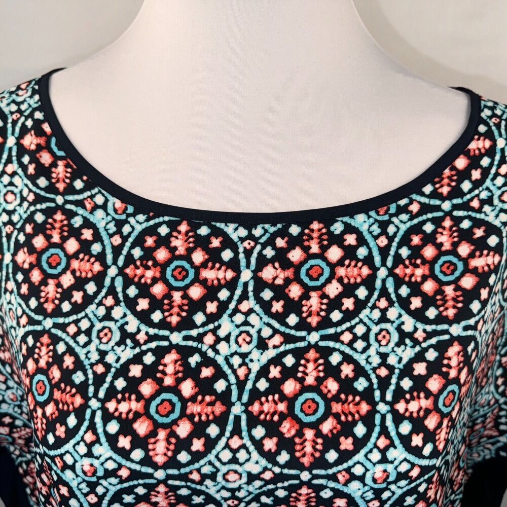 Michael Kors Ladies Blouse Sz M Multicolor Boat Neck Sleeveless solid knit trim
