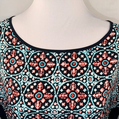 Michael Kors Ladies Blouse Sz M Multicolor Boat Neck Sleeveless solid knit trim