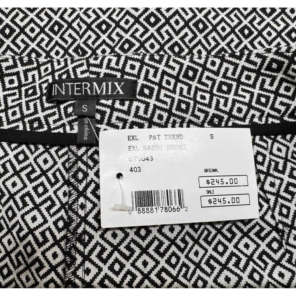 Intermix NWT Ladies Skort Sz S Cotton Blend Black White 4 pockets zipper closure