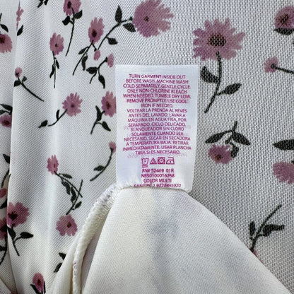 NOBO Cream top pink flowers princess style short sleeve U-Shape neck Size XL Jrs