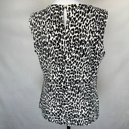 Calvin Klein Top Sz M Stretch Animal Print Pleated Front Crew Neck Sleeveless