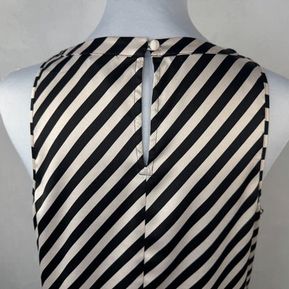 The Limited Women Top Size M Satin Striped Round Pleat Collar Sleeveless