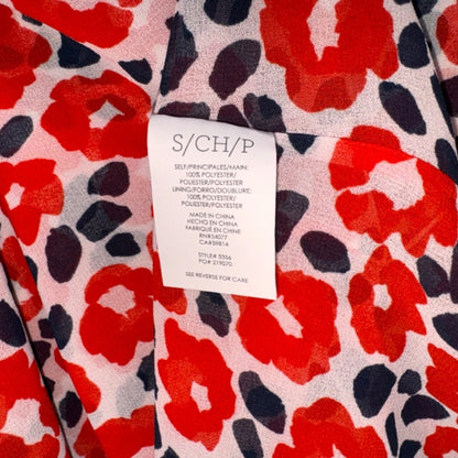 Cabi Ladies Tank Top Sz S Flipside Red Front Floral Ruffle V-Neck