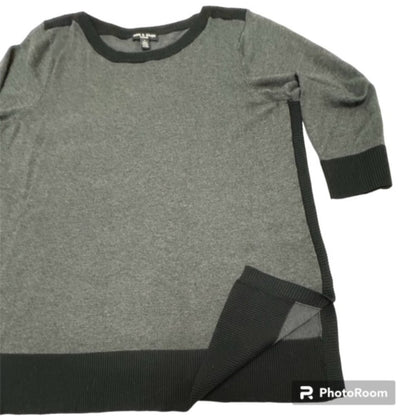 Cable & Gauge Women’s Plus Size 1X Gray Black Boat Neck Knit Top