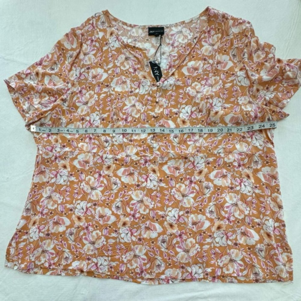 Jones New York Women Size 2X Peasant Ditsy Floral Blouse NWT