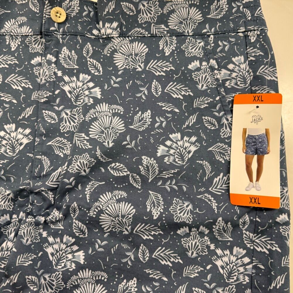 Jachs Girlfriend Women Sz XXL Shorts Blue Floral Chino Printed Midrise