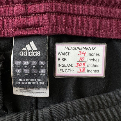 Adidas Track Sweatpants Men Sz M Solid Black 3 Stripes Each Side Basketball
