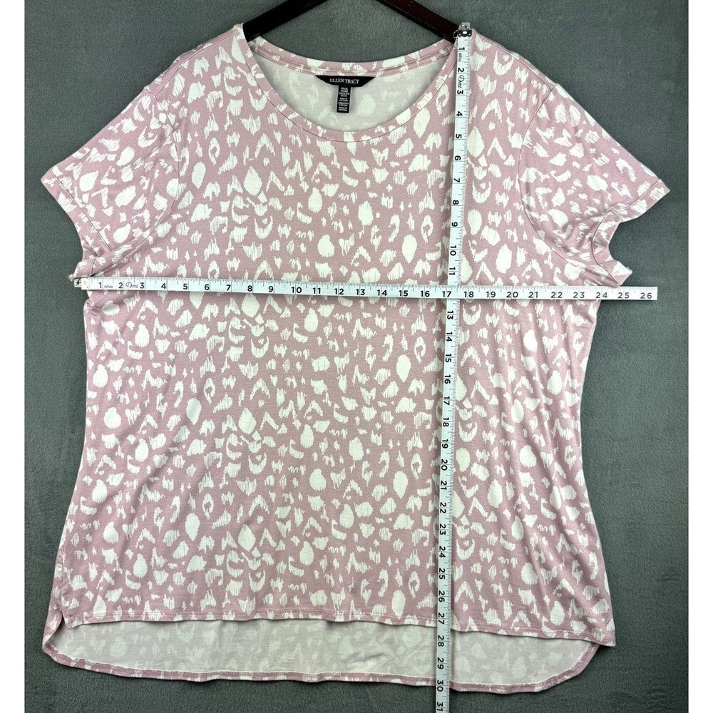 Ellen Tracy Top Sz XXL Dusty Pink and White Short Sleeve Scoop Neck