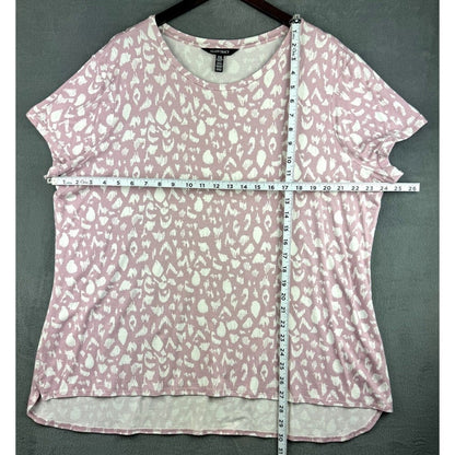 Ellen Tracy Top Sz XXL Dusty Pink and White Short Sleeve Scoop Neck