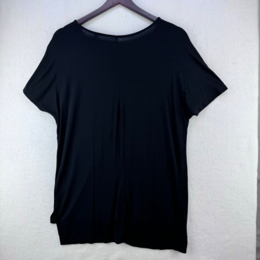 Panhandle Tee Women Sz S Black with metallic print V-Neck Dolman sleeve