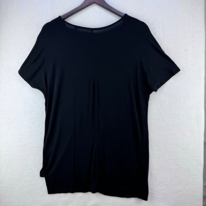 Panhandle Tee Women Sz S Black with metallic print V-Neck Dolman sleeve