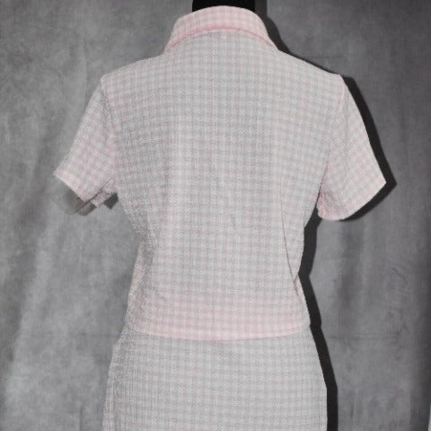 Ultra Flirt Two Piece Set Juniors Size L Plaid Pink Short Sleeve Button Down NWT