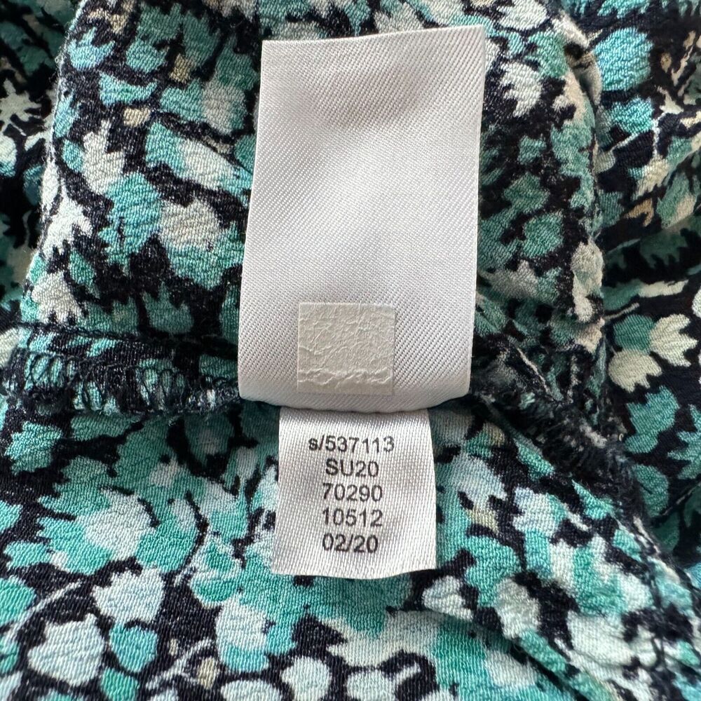 LOFT  Top Sz XS Black Multicolor Floral Sleeveless Peplum Ruffle VNeck