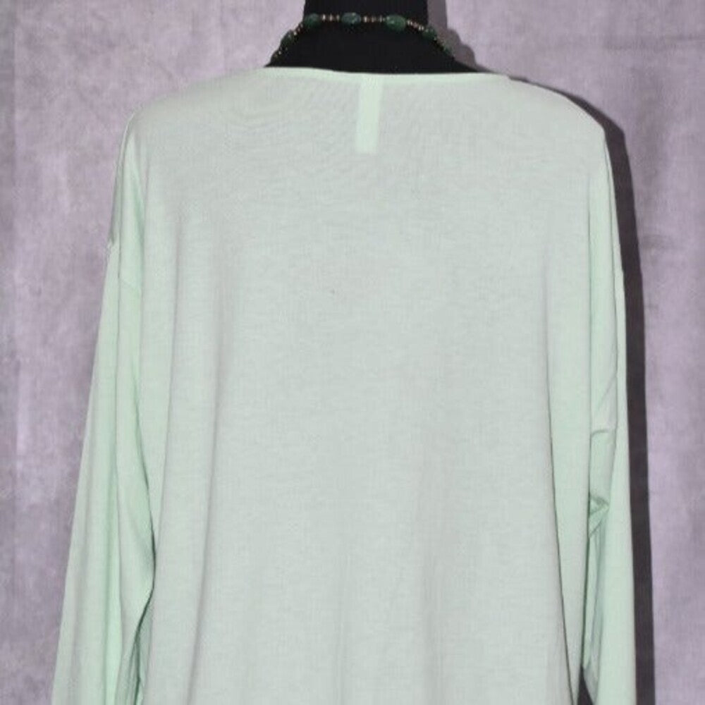 Ideology Women 1X NWT Light Green Knot Front Top Boat Neck 3/4 Sleeve