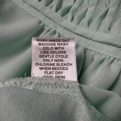 ELLE Women Top Sz M Sheer Round Neck Sleeveless Light Green Smocked Yoke