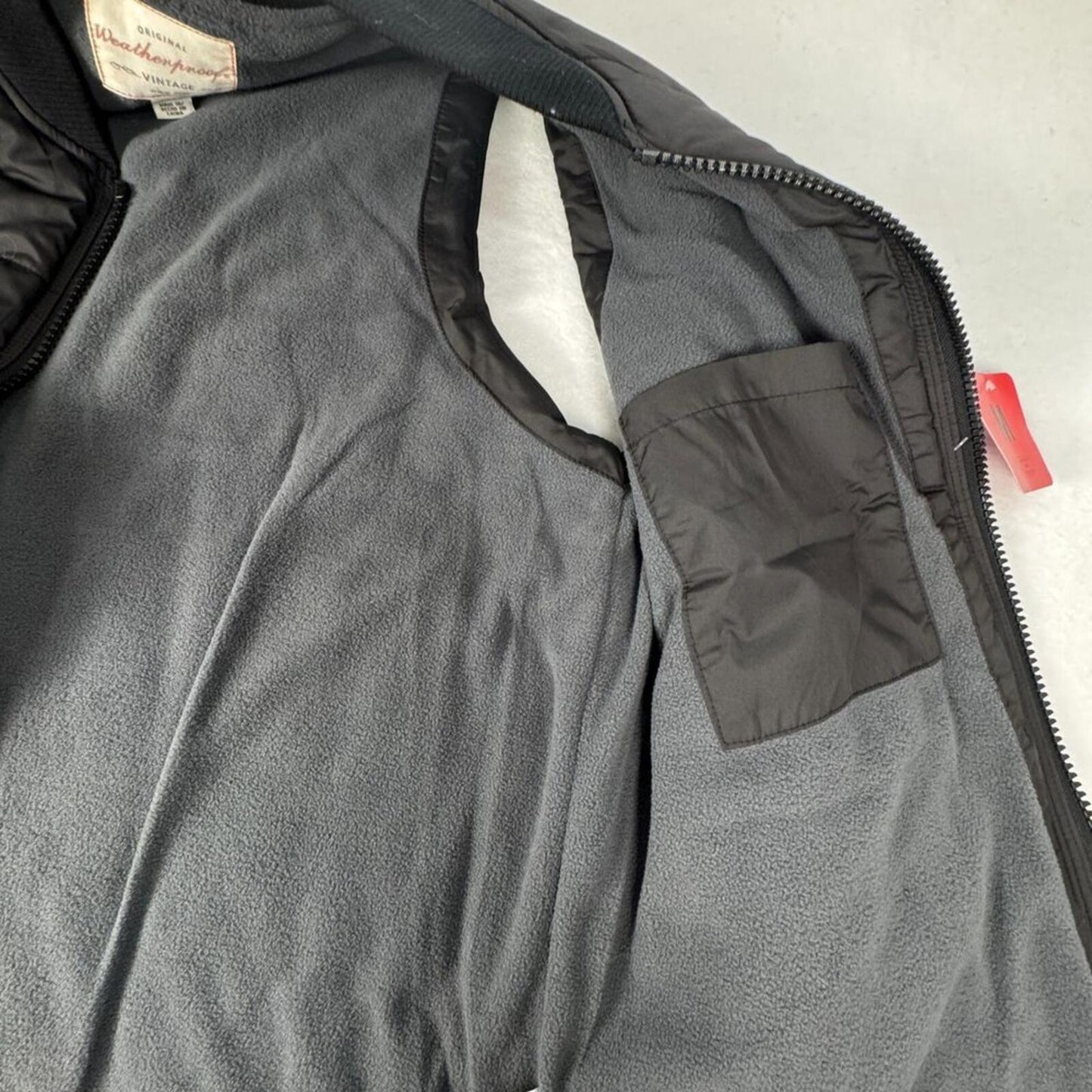 Weatherproof Vintage Men Medium Black Puffer Vest Fleece Lined Zip Pockets NWT