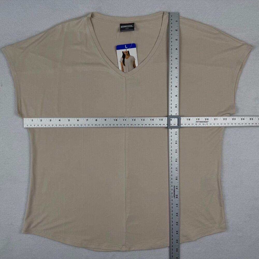 32 Degrees Cool Top Sz L NWT Tan Soft Luxe Short Sleeve V-Neck